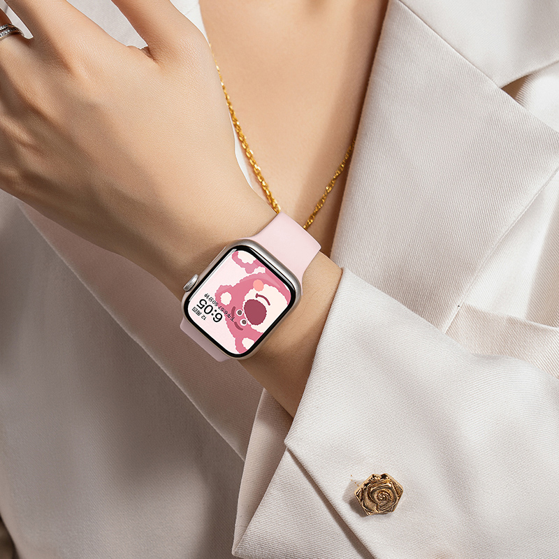 适用iwatch8表带苹果S9手表applewatch9硅胶S8女生新款S7夏天7可爱透气SE高级感S6小众6创意ultra男运动-图1