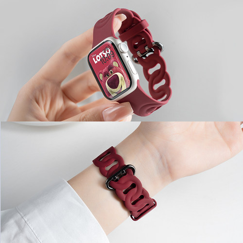 适用iwatch11苹果S11手表applewatch10表带S10硅胶S9镂空10高级SE3可爱女S8夏7代新款创意小众运动智能watchs - 图1