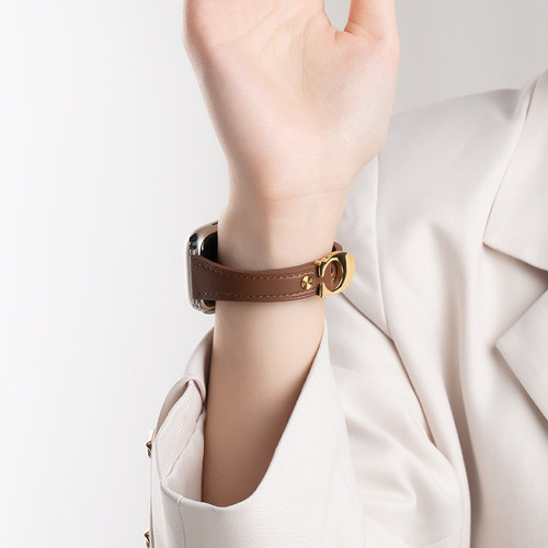 匠戴适用苹果S10手表iwatch11表带applewatch9创意C字扣S9新款真皮10高级腕带S8复古小众女生3智能S7夏天时尚 - 图0