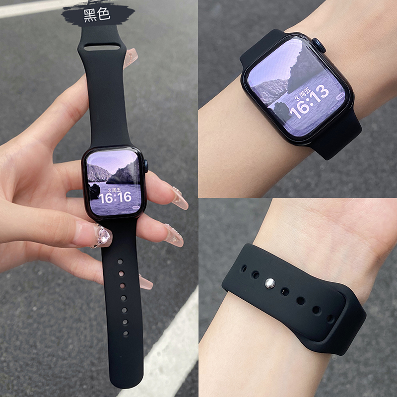 适用iwatch11表带S11苹果S9手表applewatch9硅胶S10女生新款S8夏天7可爱SE3高级感S6小众创意ultra3男10运动 - 图2
