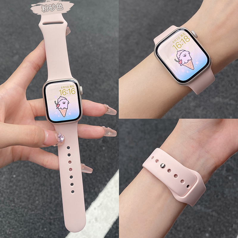 适用iwatch11表带S11苹果S9手表applewatch9硅胶S10女生新款S8夏天7可爱SE3高级感S6小众创意ultra3男10运动 - 图0