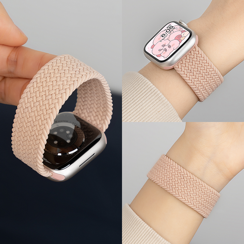匠戴适用iwatch11表带苹果S10手表applewatch9单圈编织腕带S8小众夏季S7可爱尼龙7女SE高级6创意运动时尚智能 - 图3