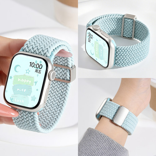 匠戴适用苹果S11手表iwatch11表带applewatch10t创意尼龙编织S8磁吸夏天运动se3新款8女款S7男智能Ultra3高级 - 图2