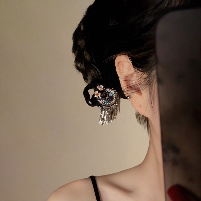 古风月牙流苏花朵发簪女国风汉服旗袍头花发钗民族风发饰新中式,淘宝优惠券,粉丝福利购,淘宝优惠卷