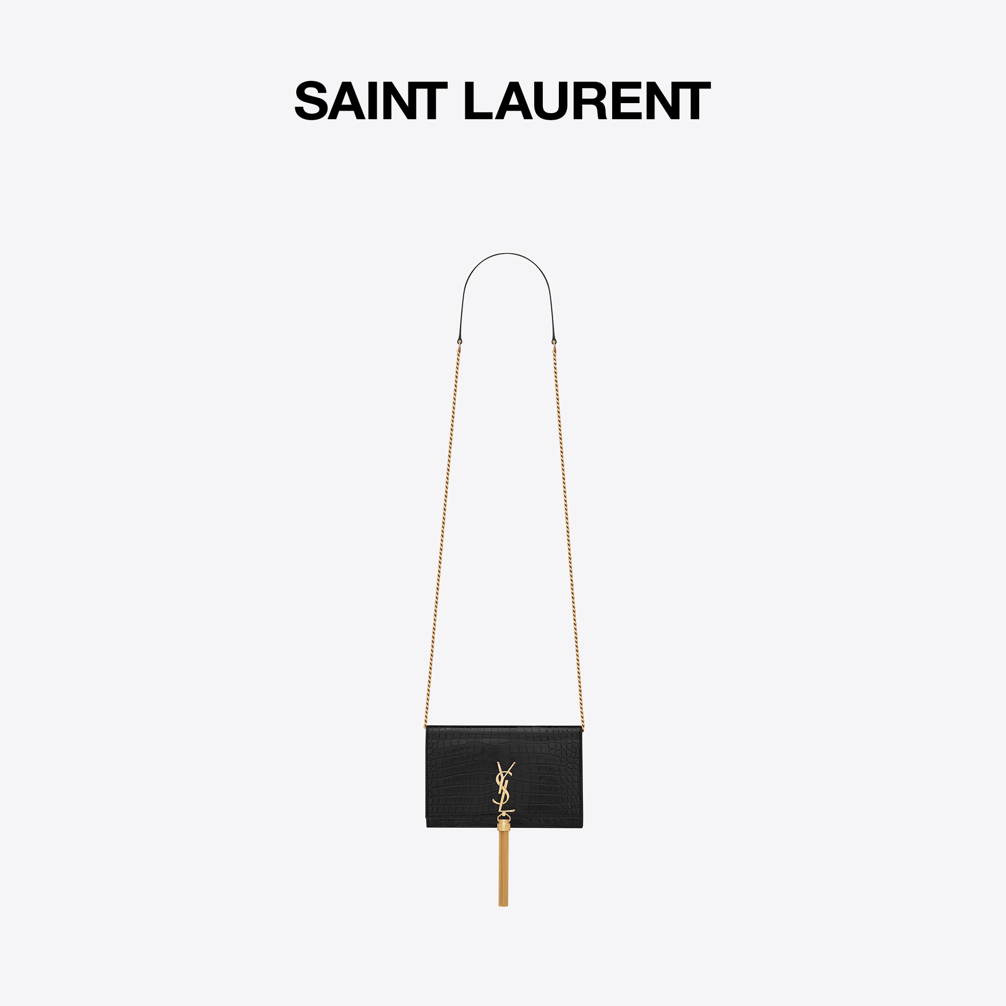 YSL/圣罗兰 女士黑色KATE迷你链条包流苏YSL包单肩包