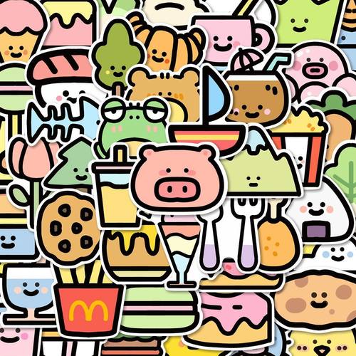 2OO张简笔画小物件可爱贴纸涂鸦小动物笔记本电脑手机手账贴画diy - 图0