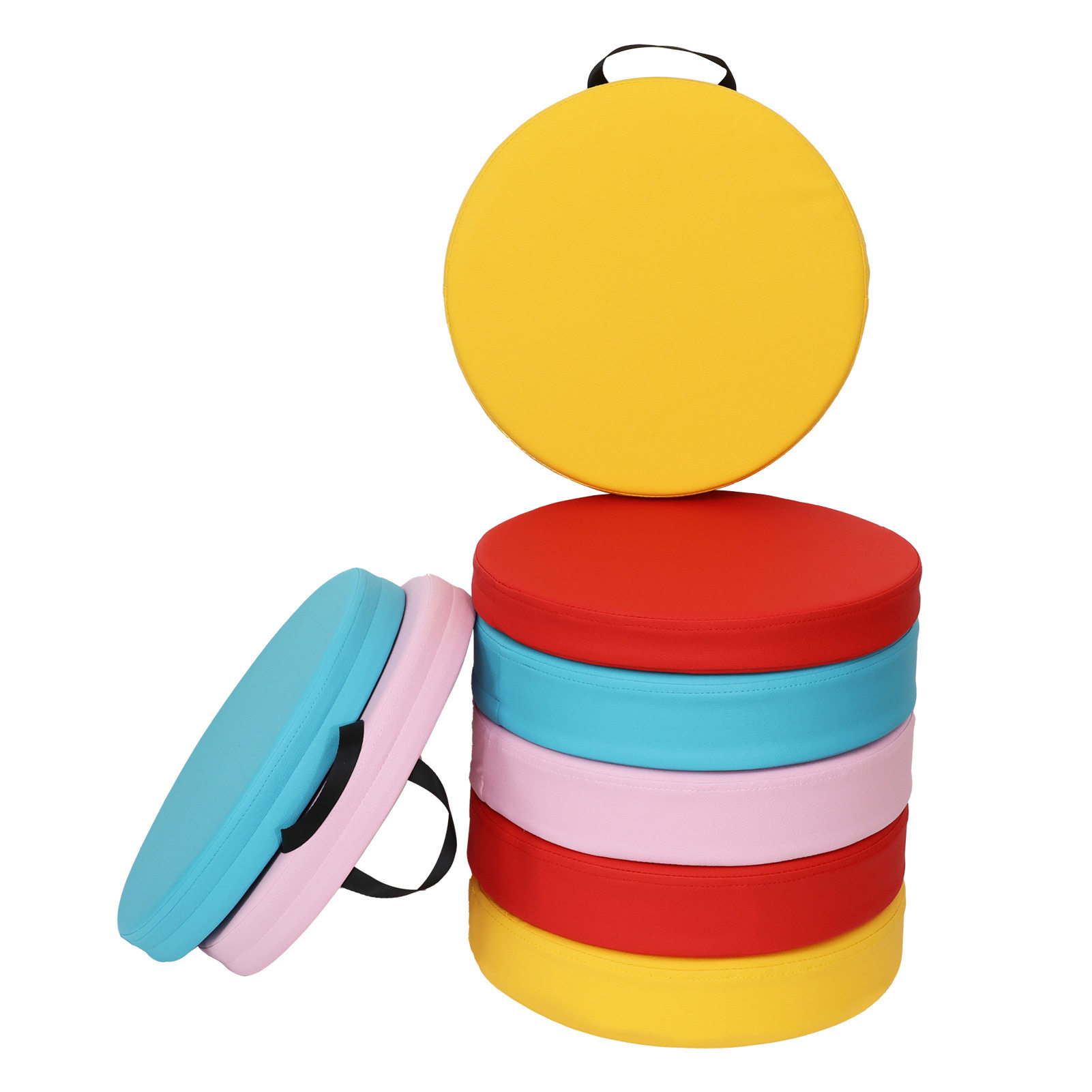 Leather round handle seat cushion butt cushion round round cushion sponge cushion meditation futon student kindergarten seat cushion