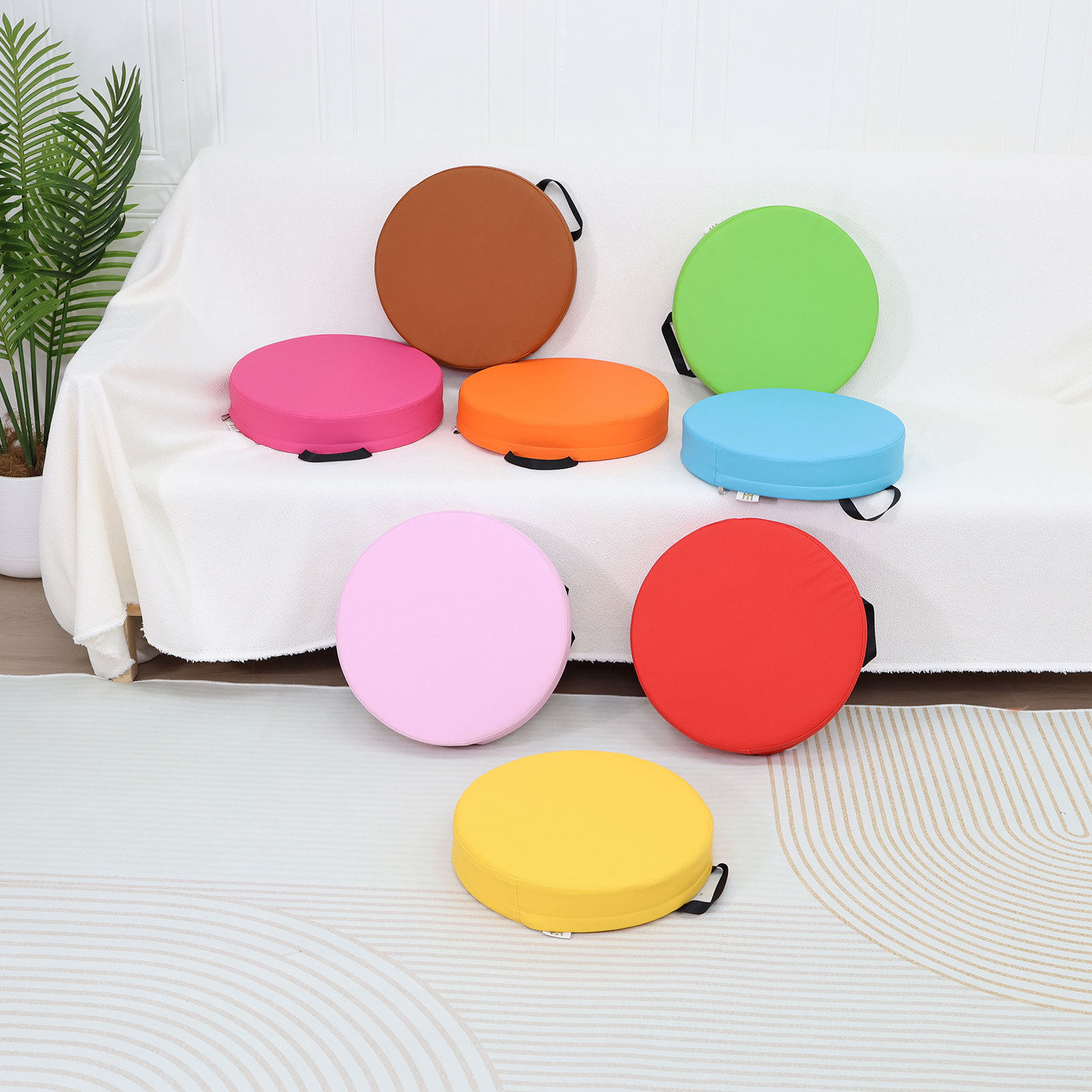 Leather round handle seat cushion butt cushion round round cushion sponge cushion meditation futon student kindergarten seat cushion