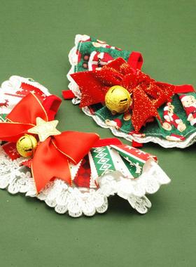 跨境新款圣诞节宠物蕾丝口水巾狗狗猫咪围兜泰迪博美秋冬装扮用品