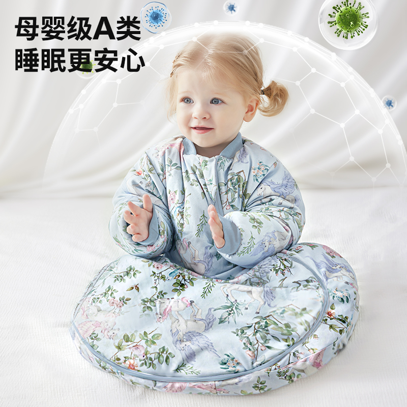 英国lovemami婴儿睡袋秋冬款恒温新生儿宝宝一体式防踢被四季通用
