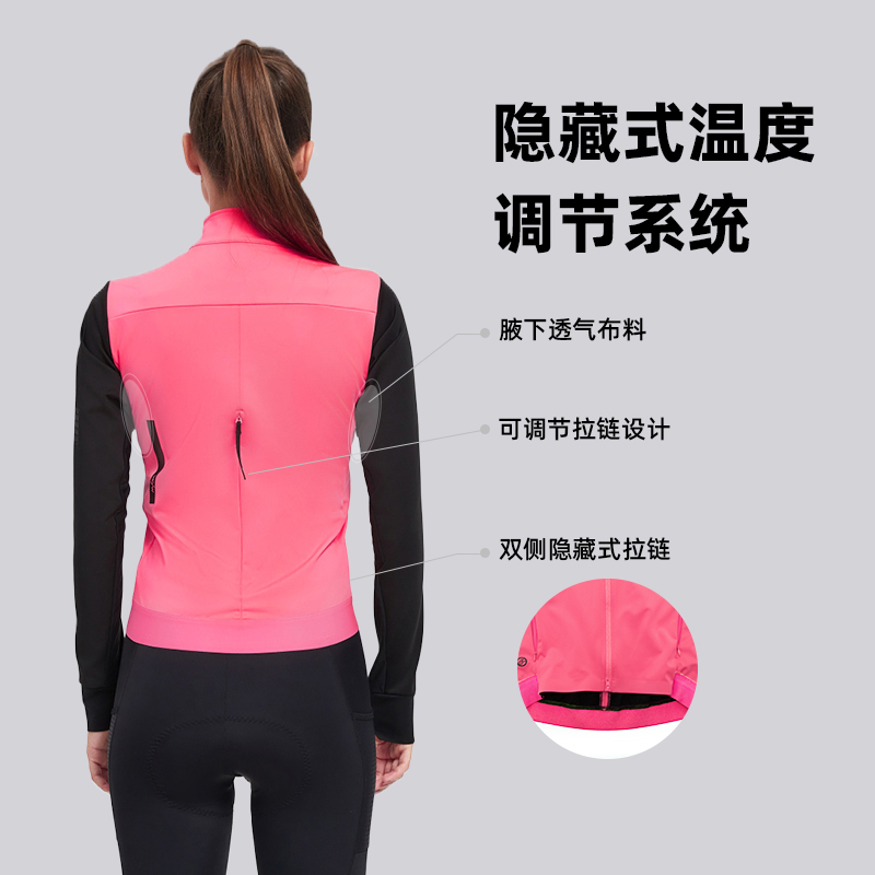 YKYW长袖骑行服女防风防水外套秋冬季保暖公路自行车拼接骑行风衣 - 图1