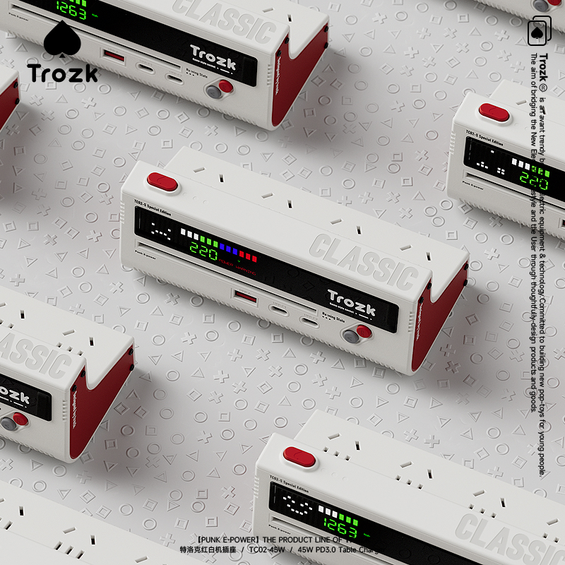 Trozk红白机插排拖线板插座特洛克桌面电竞排插接线板插线板家用-图2