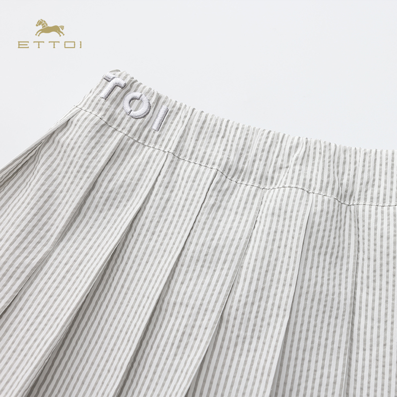 【朗姿集团】ETTOI爱多娃女童短裙夏季百搭运动裙裤竖条纹白边休 - 图3