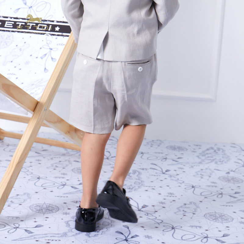 【朗姿集团】ETTOI爱多娃童装裤子浅灰色男童春夏新款纯色百搭短