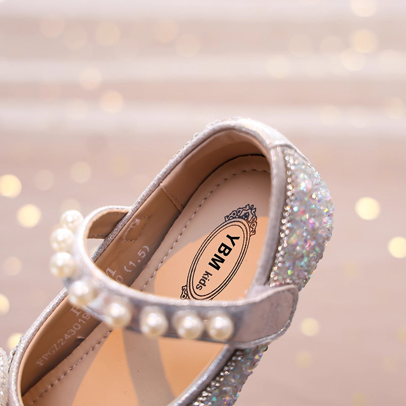 真皮女童公主鞋儿童小皮鞋2025新款水晶鞋子女孩宝宝闪亮洋气软底,淘宝优惠券,粉丝福利购,淘宝优惠卷