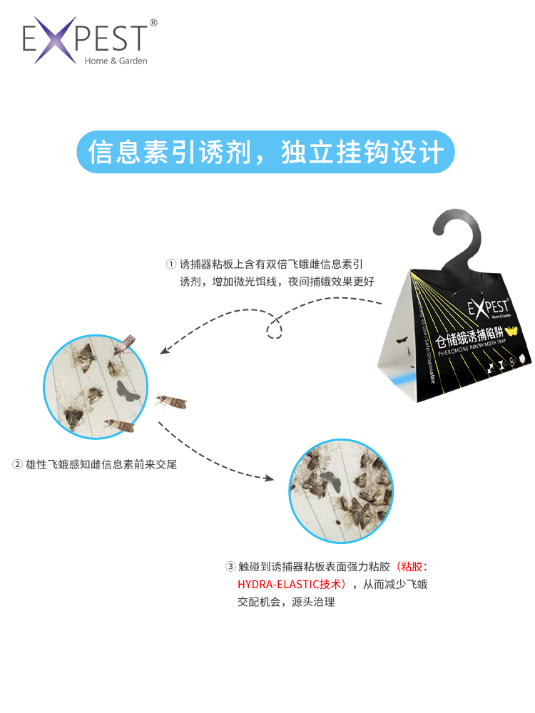 EXPEST飞蛾陷阱米蛾诱捕器灭飞蛾灭蛾子飞虫粘板飞蛾诱捕器-图0