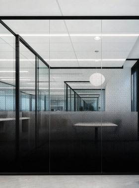 办公室腰线透明玻璃贴纸LOGO定制