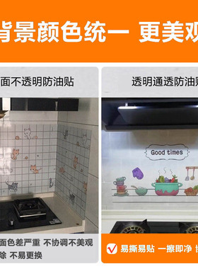 厨房静电防油贴纸定制透明耐高温防水加厚油烟机灶台墙壁自粘墙贴