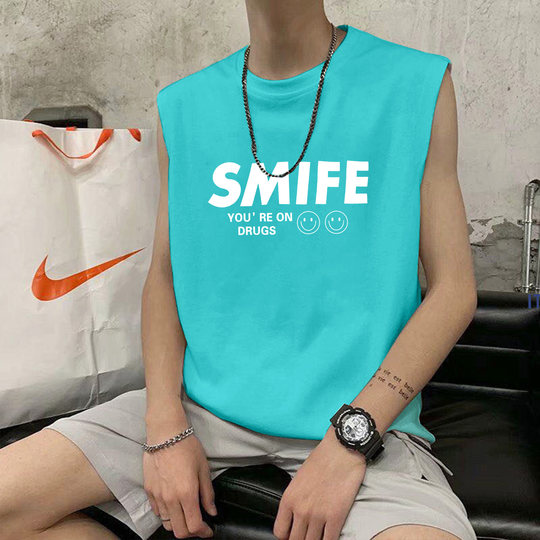 Summer pure cotton vest men's loose outer wear hurdle vest