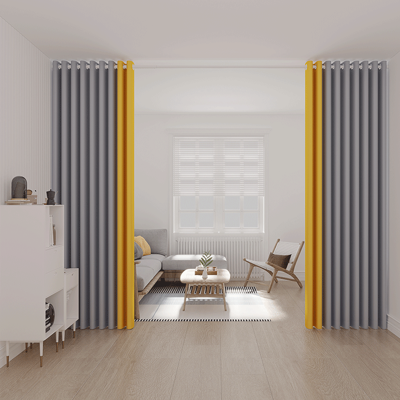 隔断窗帘免打孔安装伸缩杆一整套卧室全遮光遮阳布2021年新款客厅