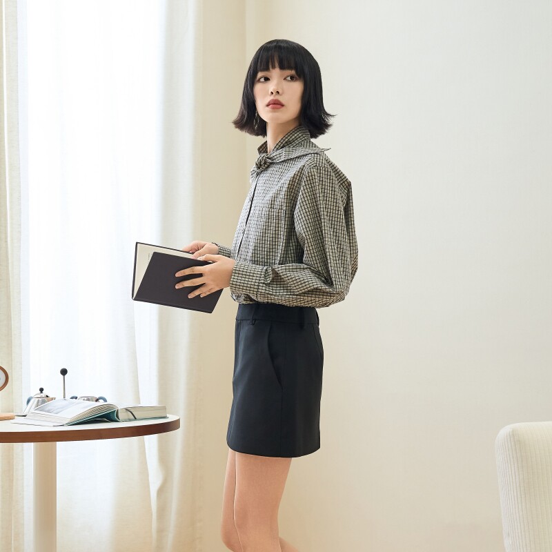 MSL优质羊毛面料B败显瘦H型高腰半身裙B入西装时髦感百搭新款短裙