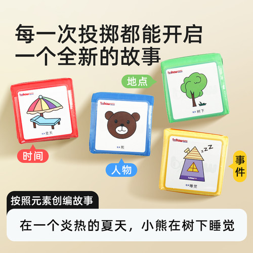【布好玩_故事骰子】幼儿园语言区角材料儿童识字可插卡益智玩具 - 图1