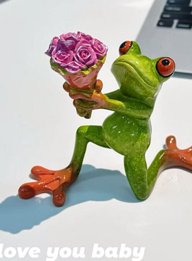 【爱你蛙】献花青蛙办公