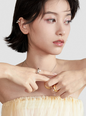 天然珍珠金属个性小众风ins戒指