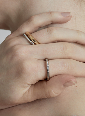 宝石系列TOUCH纯银锆石几何戒指