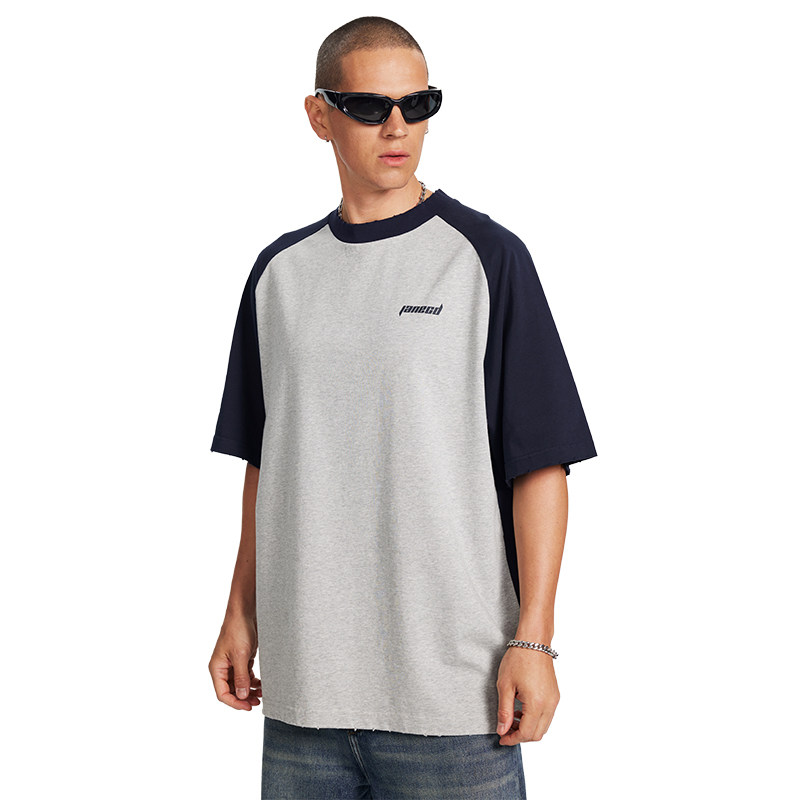 JC/Janecd美式撞色拼接插肩短袖oversize高街宽松重磅男女情侣t恤,淘宝优惠券,粉丝福利购,淘宝优惠卷
