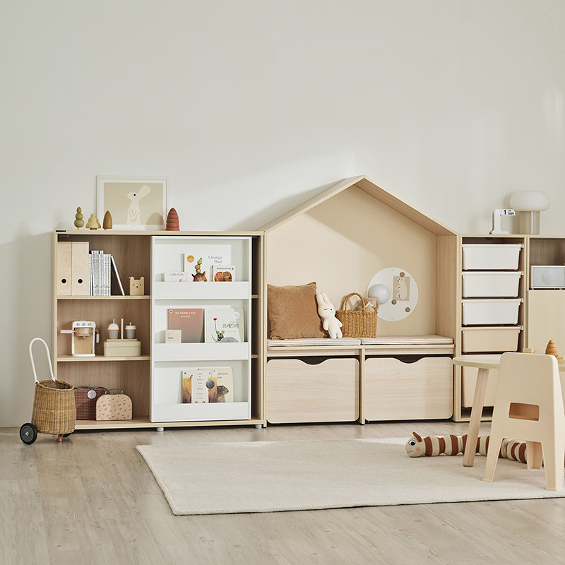 hanssem汉森儿童书柜实木移门柜北欧书架带画板蒙氏学习收纳储物,淘宝优惠券,粉丝福利购,淘宝优惠卷