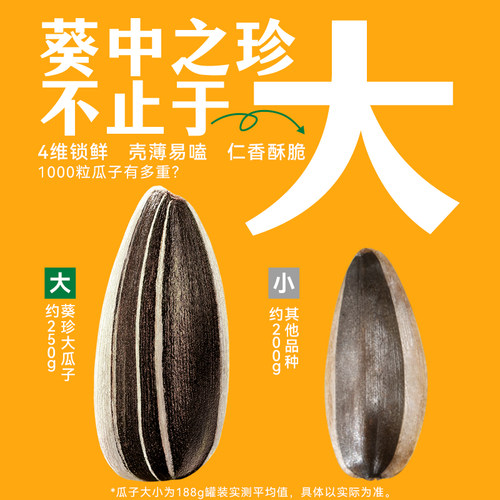 葵珍洽洽原味大瓜子188g罐装三八分熟内蒙赤峰河套特产葵花籽零食 - 图3