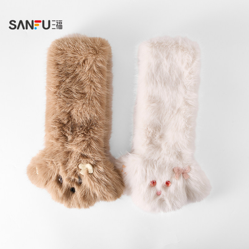 三福毛绒趣味长巾围巾 可爱服饰配件潮流配饰保暖围脖850636,淘宝优惠券,粉丝福利购,淘宝优惠卷