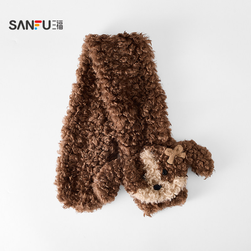 三福毛绒趣味长巾围巾 可爱服饰配件潮流配饰保暖围脖850636,淘宝优惠券,粉丝福利购,淘宝优惠卷