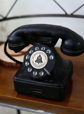 空调上的装饰摆件氛围感摆件复古做旧电话机树脂摆件创意家居装饰