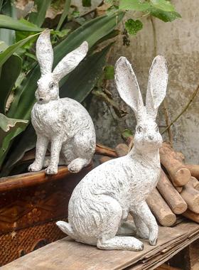 新年摆件客厅摆件高端大气上档次美式乡村仿古做旧拍摄道具花园庭