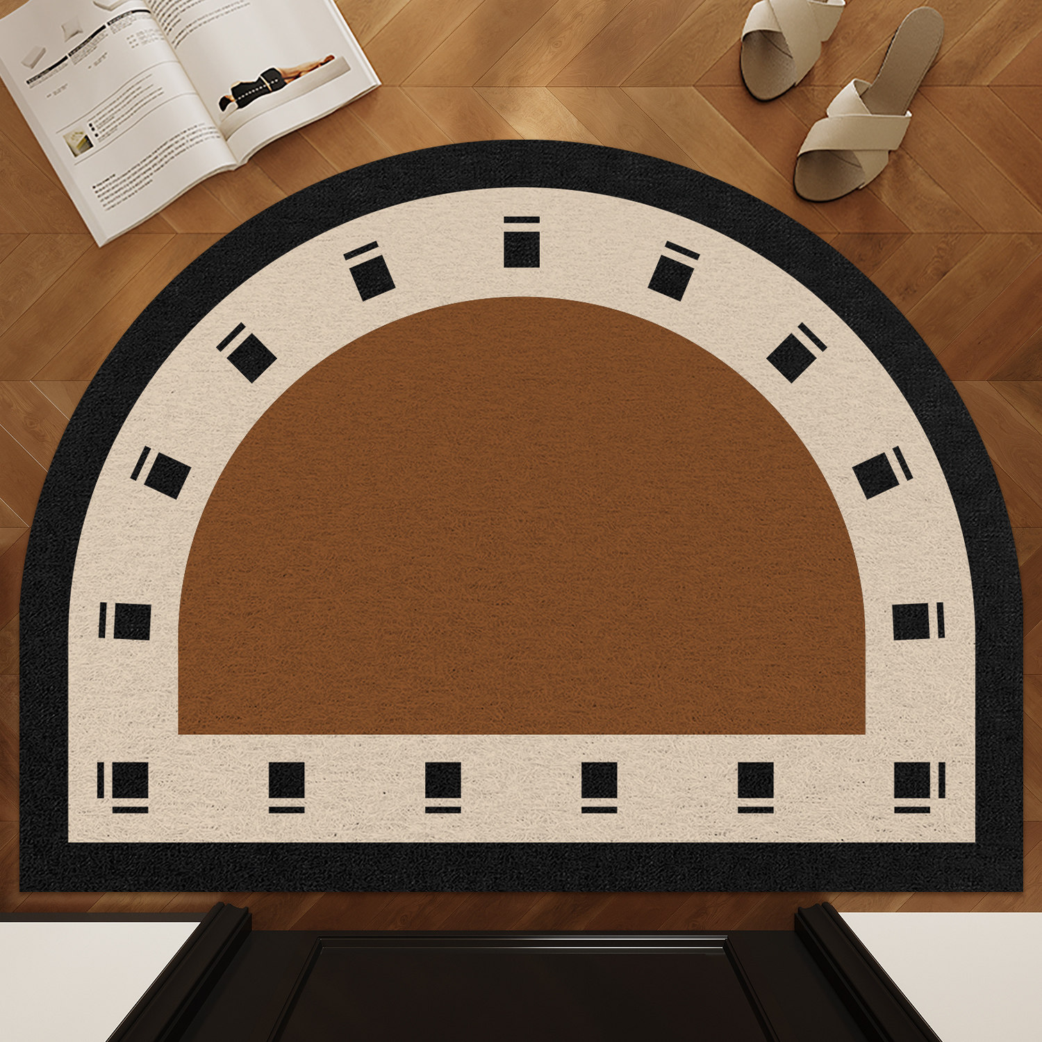 丝圈半圆形入户门地垫中古风进门拱形地毯家用门外大门口玄关脚垫,淘宝优惠券,粉丝福利购,淘宝优惠卷