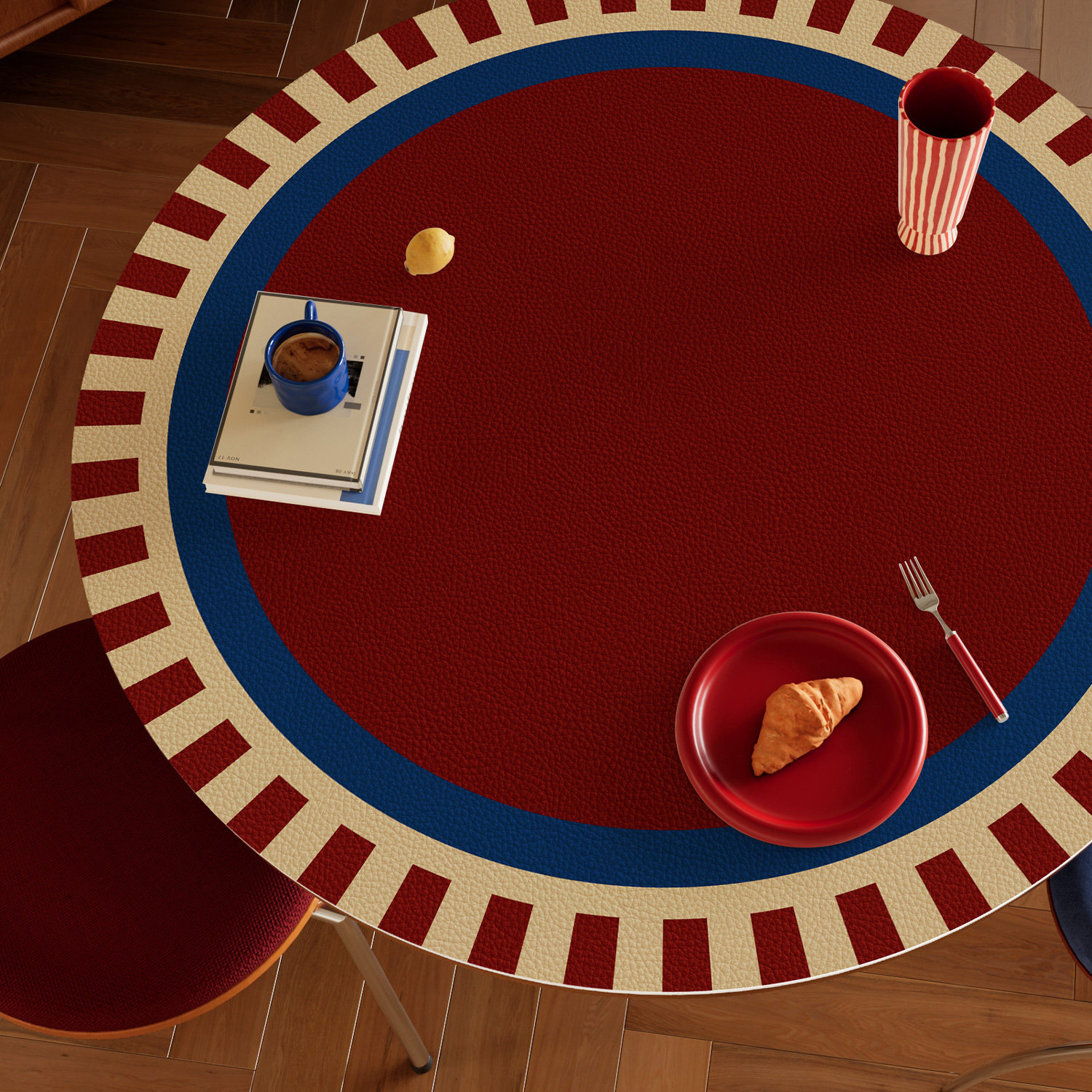 圆桌垫中古包豪斯圆形餐桌布防水防油免洗防烫茶几台布桌面保护垫,淘宝优惠券,粉丝福利购,淘宝优惠卷