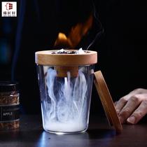 Molecular Cocktail Smoked Wood Cover Bar Creative Tune Out of Whisky Foreign Wine Round Ice Hockey Fragrant Wood Hood