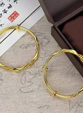 越南沙金莫比乌斯麻花手镯推拉手环小红书同款女款时尚百搭手饰