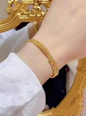 三生三世爆闪蹦迪珠手镯越南沙金三圈手环可伸缩记忆弹力手饰小众