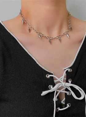 Statement Choker Necklace for Women Silver Color Tassel