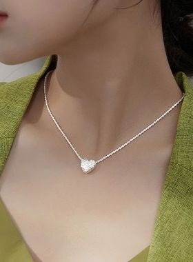 New 925 Sterling Silver Girls Hammer pattern Love Necklace