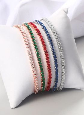 Simple Tennis Bracelet For Women Kpop Luxury Square