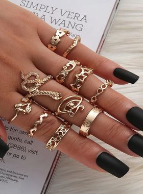 Vintage Knuckle Ring Sets For Women Boho Crystal Stone