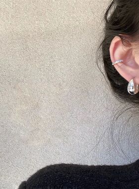 Stainless Steel Smooth Metal Chunky Hoop Earrings for Women