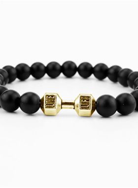 Natural Volcanic Stone Bracelet Men Black Matte Lave Beads