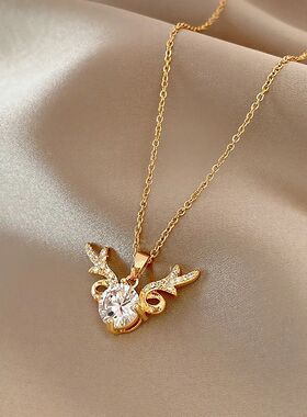 Cute Romantic Luxury Crystal Antlers Necklace High Quality