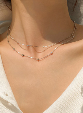 New 925 Sterling Silver Round Pendants Bead Chain Necklace