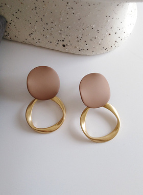 Autumn Winter New Brown Earrings Vintage Matte drop Earrings